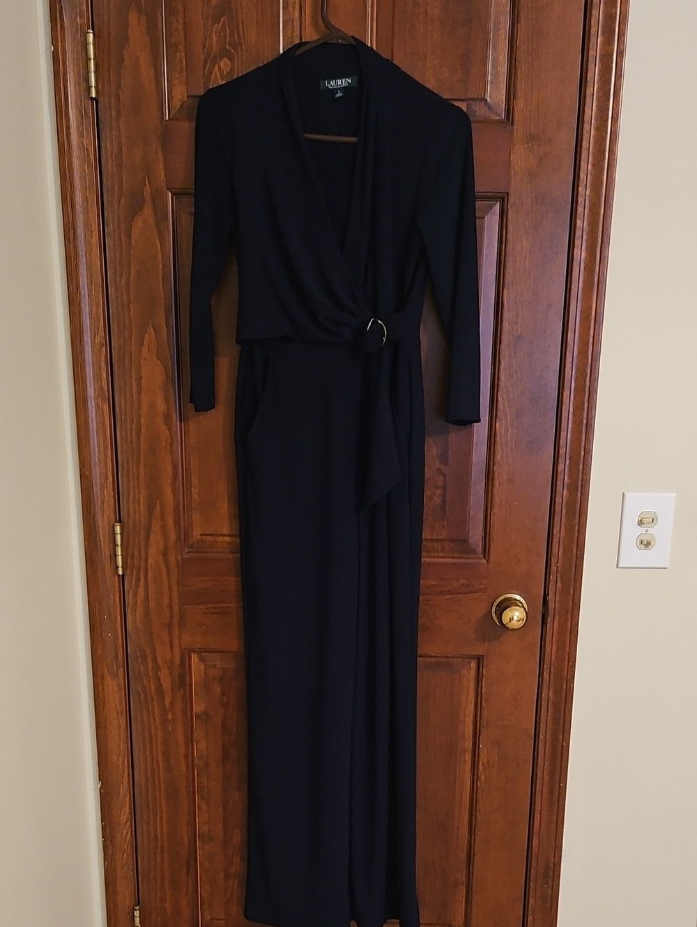 Lauren Ralph Lauren Navy Long Sleeve Wrap Jumpsuit